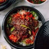 Korean beef bowls in dolsot