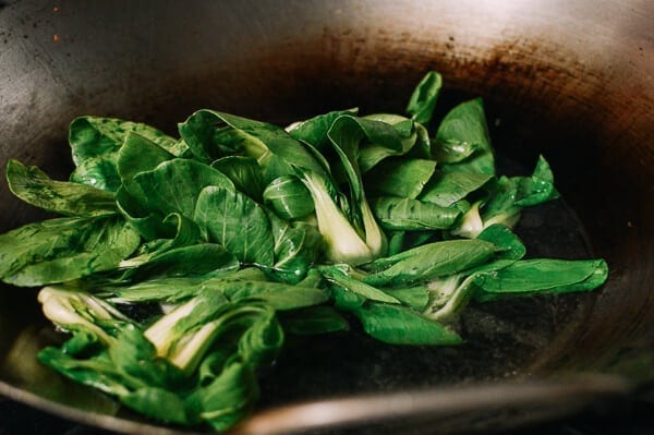 Braised Chinese Mushrooms with Bok Choy, by thewoksoflife.com