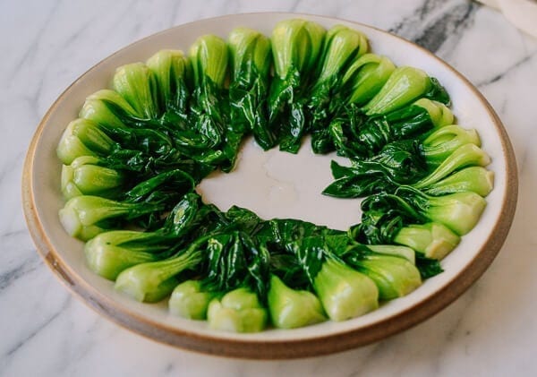 Braised Chinese Mushrooms with Bok Choy, by thewoksoflife.com