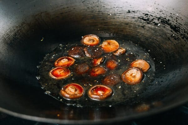Braised Chinese Mushrooms with Bok Choy, by thewoksoflife.com