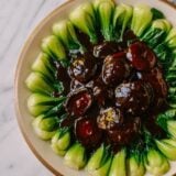 Braised Chinese Mushrooms with Bok Choy, by thewoksoflife.com