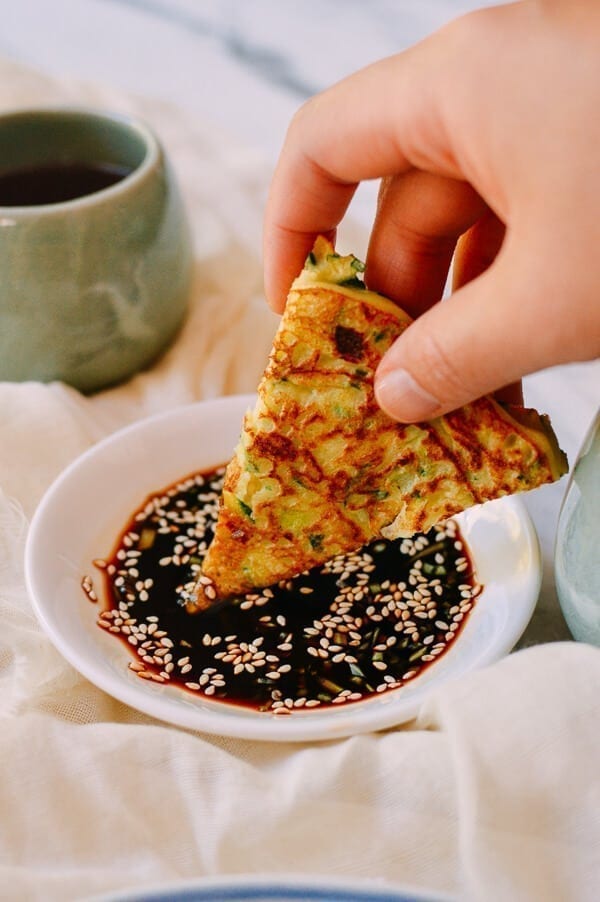 Chinese Zucchini Pancakes, by thewoksoflife.com