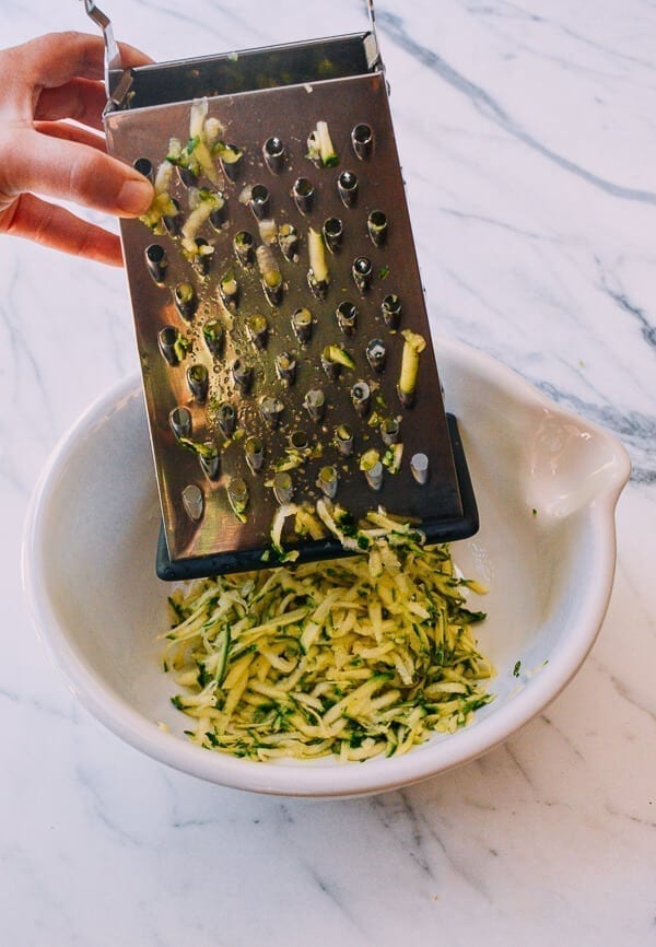 Chinese Zucchini Pancakes, by thewoksoflife.com