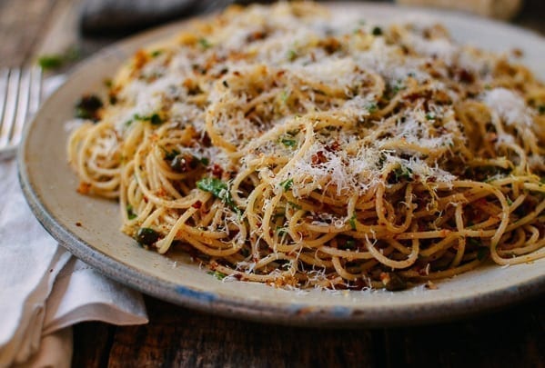 Spaghetti with Breadcrumbs & Anchovies, by thewoksoflife.com