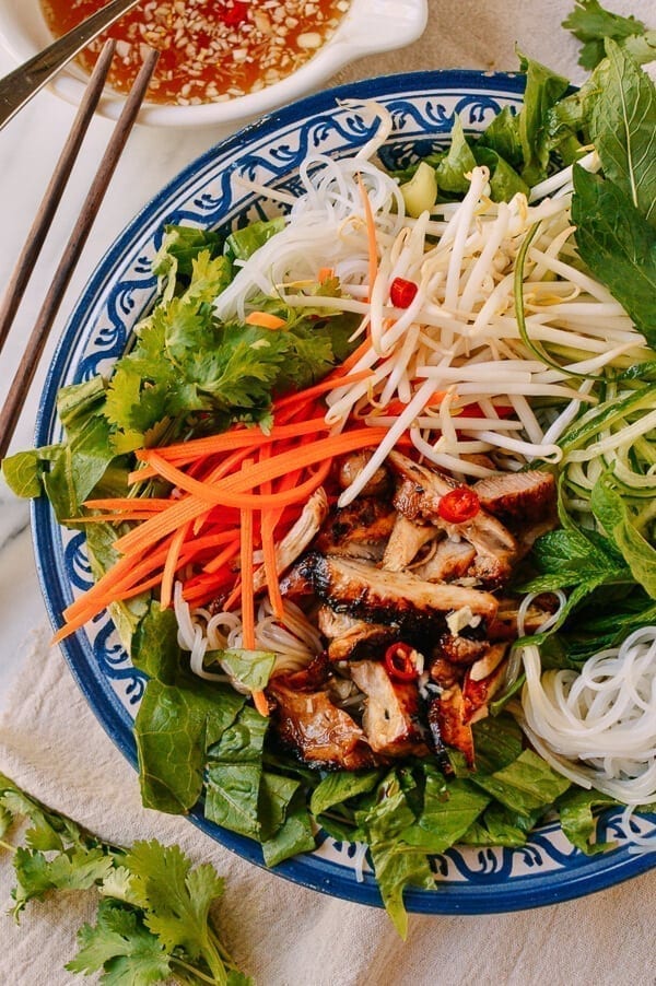 Vietnamese Rice Noodle Salad with Chicken, by thewoksoflife.com
