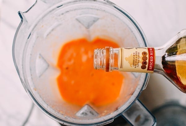 Frozen Peach Daiquiris, by thewoksoflife.com