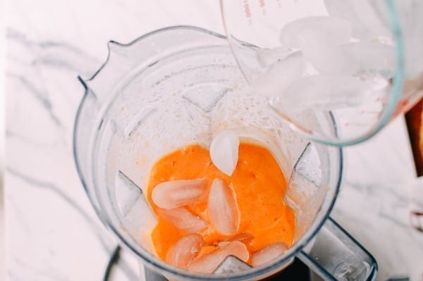 Frozen Peach Daiquiris, by thewoksoflife.com