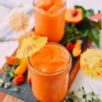 Frozen Peach Daiquiris, by thewoksoflife.com