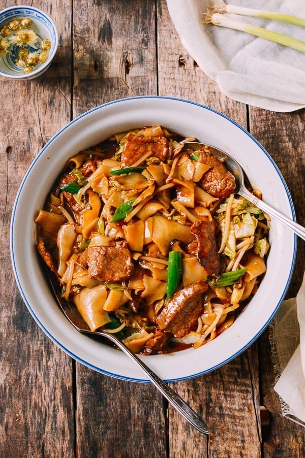 Saucy Beef Chow Ho Fun Noodles, by thewoksoflife.com