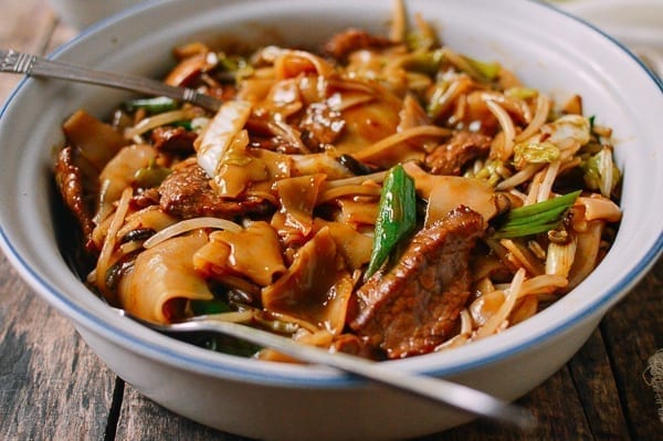 Saucy Beef Chow Ho Fun Noodles, by thewoksoflife.com
