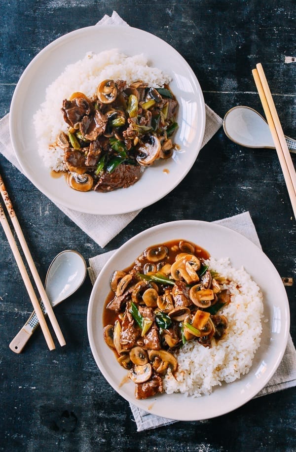 Beef and Mushroom Stir-Fry Rice Plate, by thewoksoflife.com