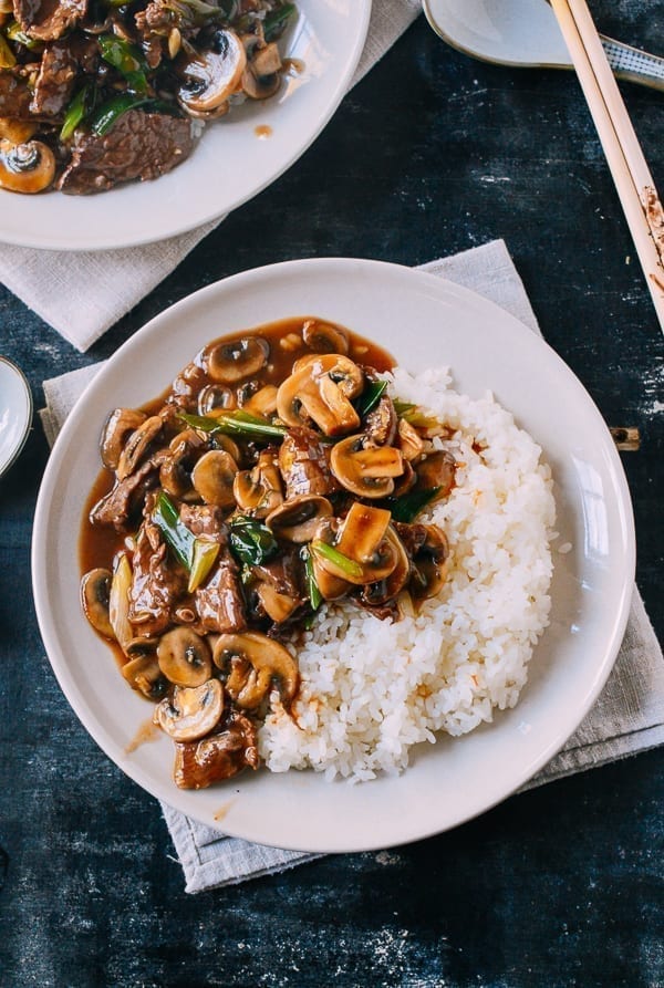 Beef and Mushroom Stir-Fry Rice Plate, by thewoksoflife.com