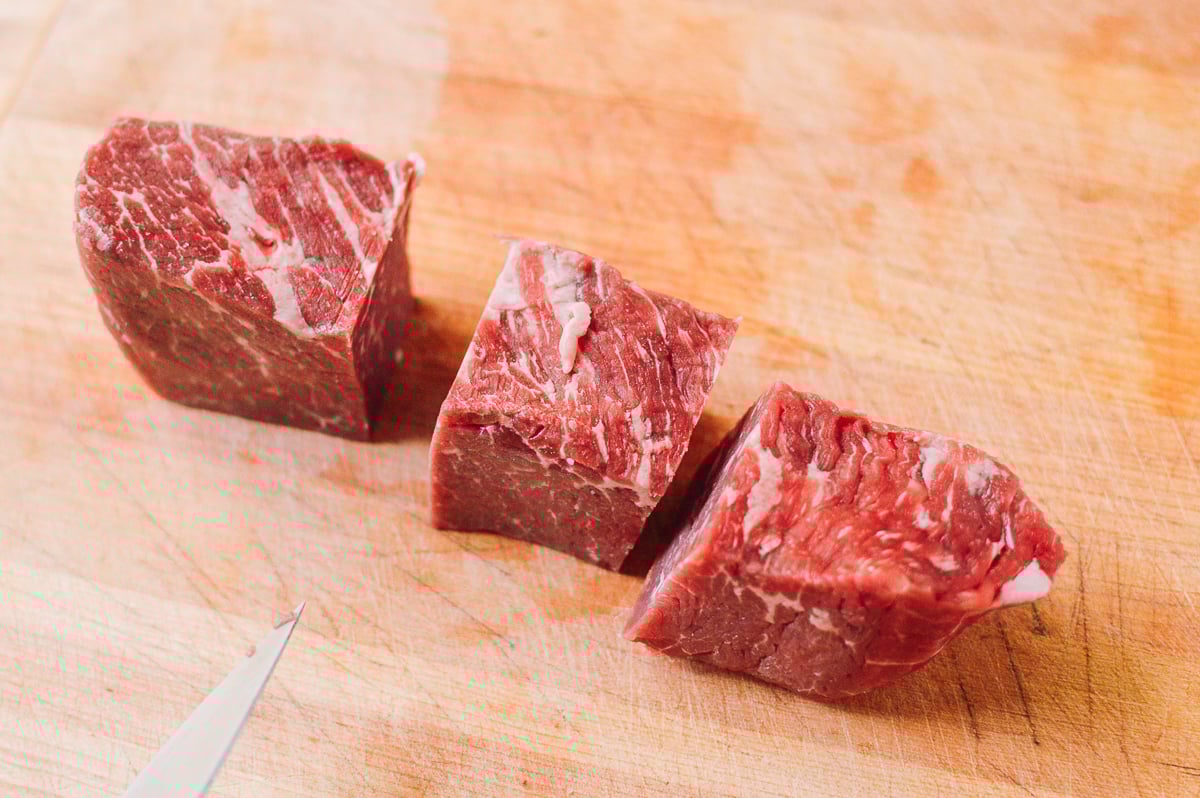 Thinly slicing beef chuck