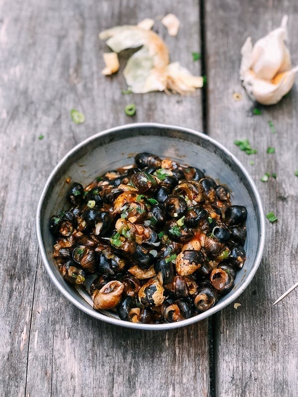 Cantonese-Style Periwinkle Snails in Black Bean Sauce, by thewoksoflife.com