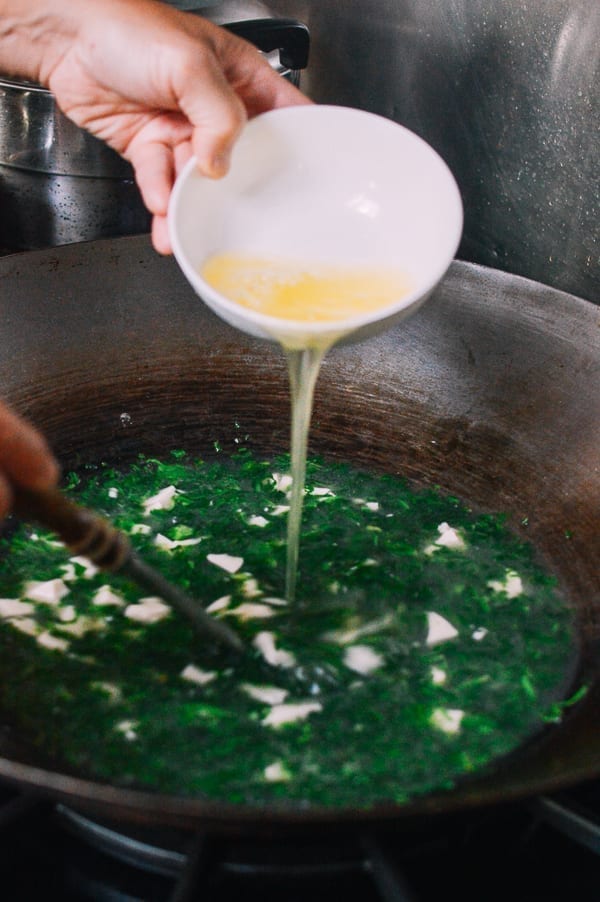 Shepherd's Purse Tofu Soup, by thewoksoflife.com