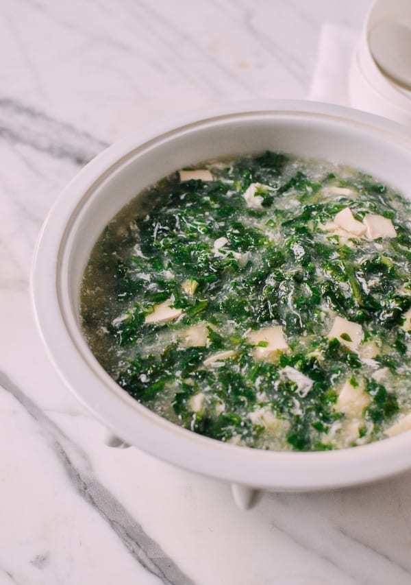 Shepherd's Purse Tofu Soup, by thewoksoflife.com