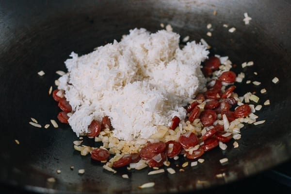 Chinese Sausage Fried Rice (Lop Cheung Chow Fan), by thewoksoflife.com