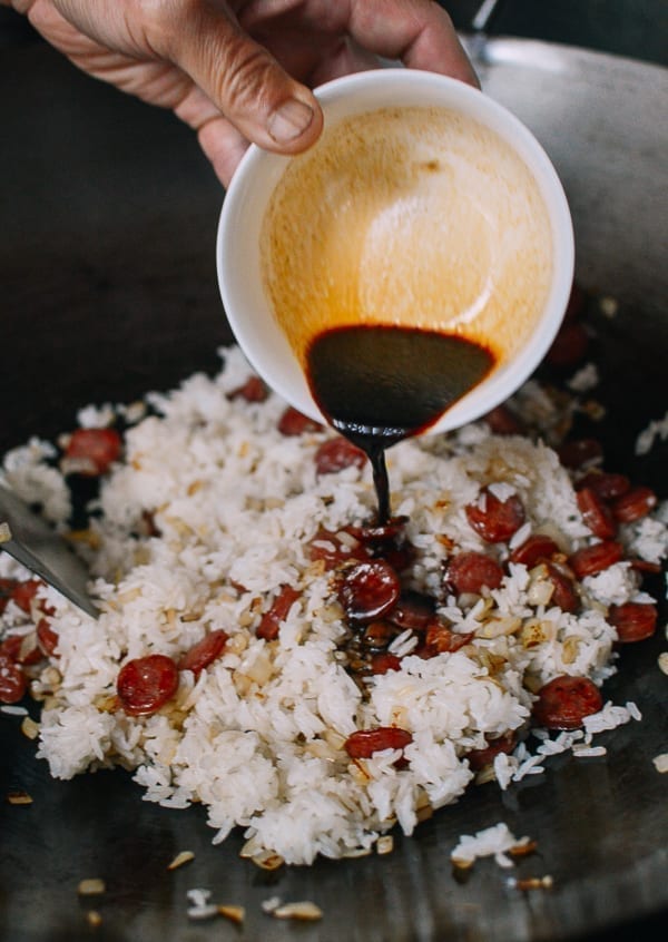 Chinese Sausage Fried Rice (Lop Cheung Chow Fan), by thewoksoflife.com