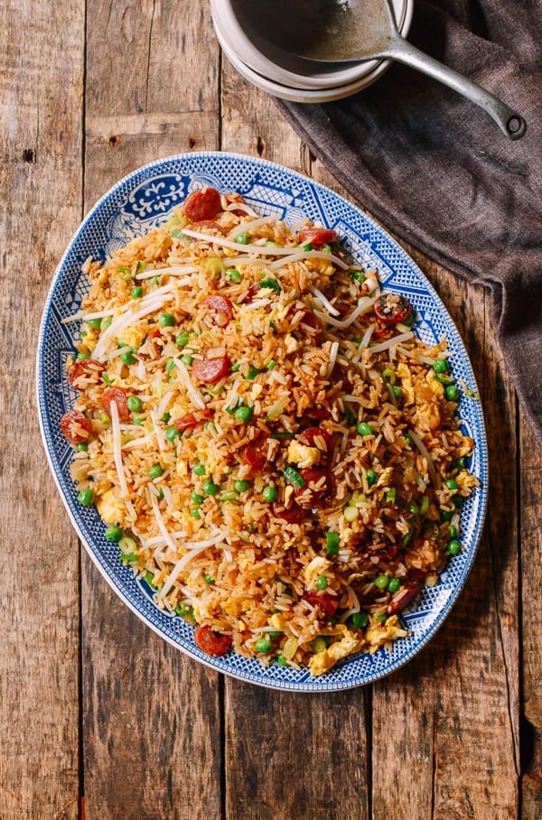 Chinese Sausage Fried Rice (Lop Cheung Chow Fan), by thewoksoflife.com