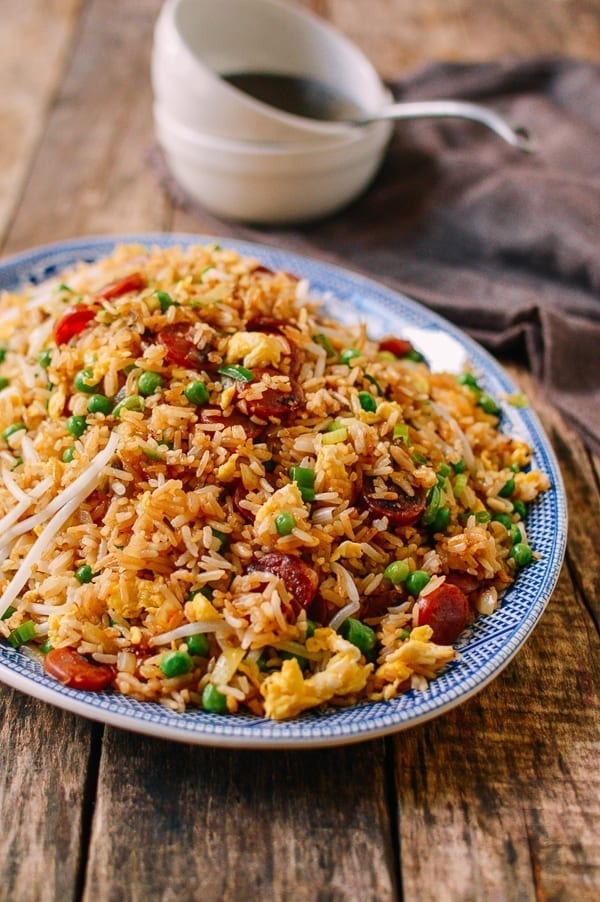 Chinese Sausage Fried Rice (Lop Cheung Chow Fan), by thewoksoflife.com