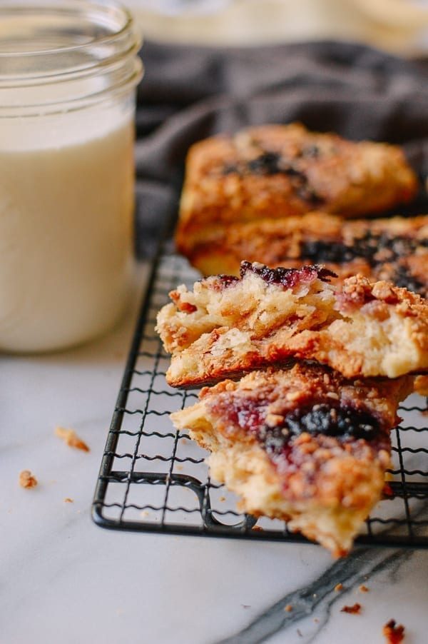 Peanut Butter & Jelly Scones, by thewoksoflife.com