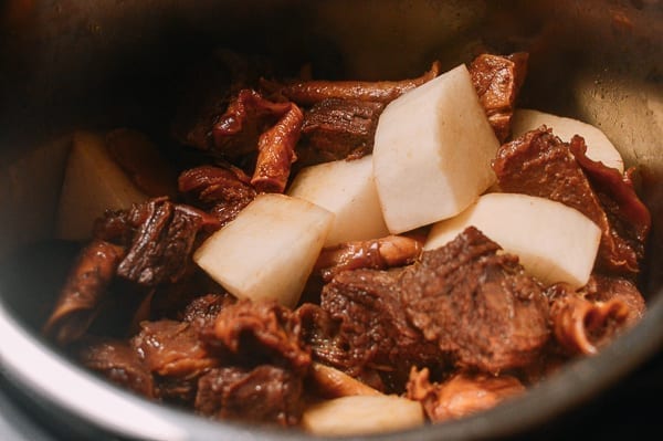 Cantonese Instant Pot Braised Beef with Radish, by thewoksoflife.com