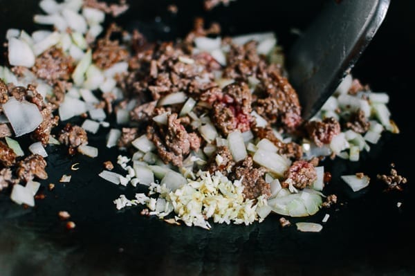 Hamburger Fried Rice, by thewoksoflife.com