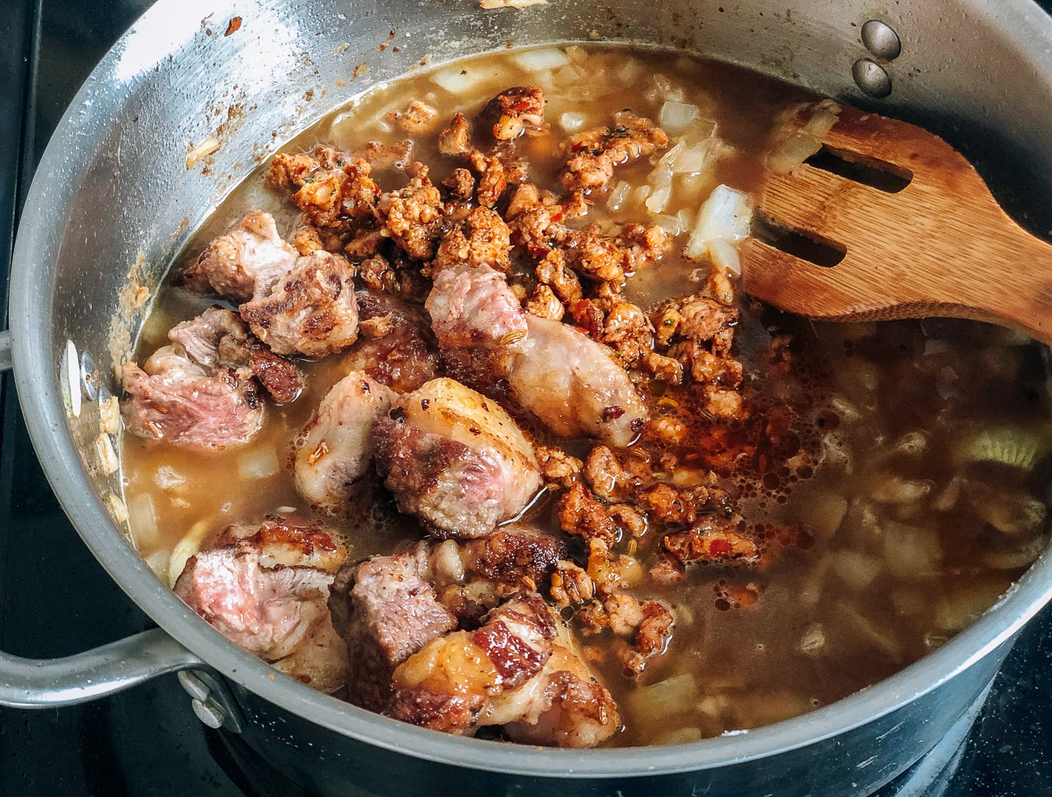 Winter Lamb Stew with Spicy Sausage, by thewoksoflife.com