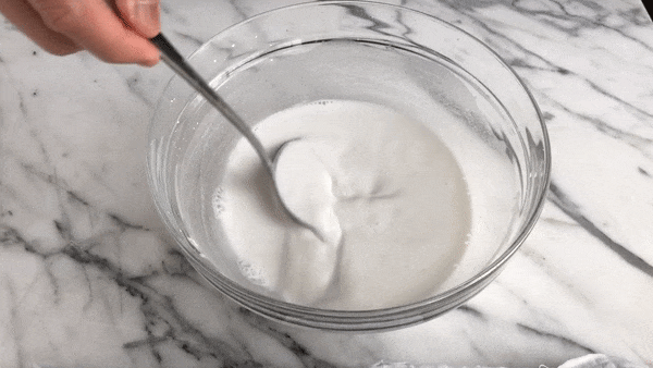 Shrimp Rice Noodle Rolls (Ha Cheung) - mixing batter, by thewoksoflife.com