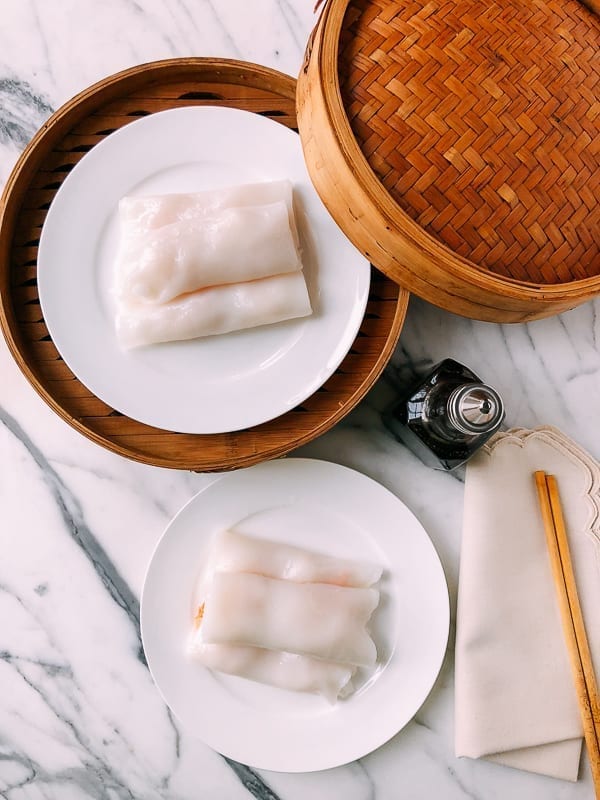 Shrimp Rice Noodle Rolls (Ha Cheung), by thewoksoflife.com