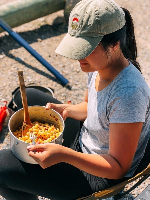 Sarah eating mac and cheese, thewoksoflife.com