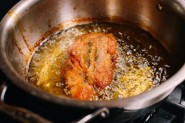 Frying Chiles Rellenos, thewoksoflife.com