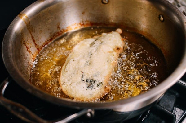 Frying Chiles Rellenos, thewoksoflife.com