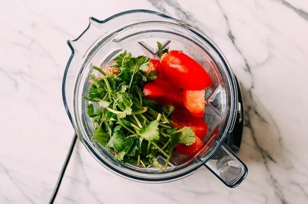 Salsa Ingredients in Blender