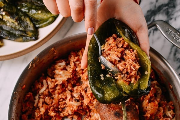 Stuffing Peppers for Chiles Rellenos, thewoksoflife.com