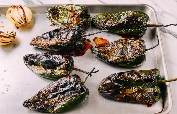 Broiled Poblano Peppers for Chiles Rellenos, thewoksoflife.com