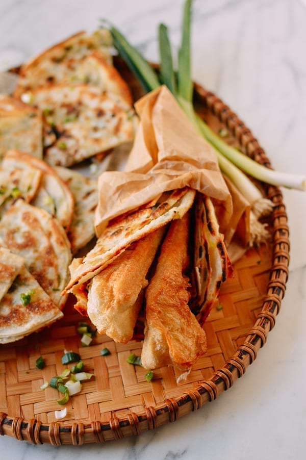 Scallion Pancake with Youtiao, thewoksoflife.com