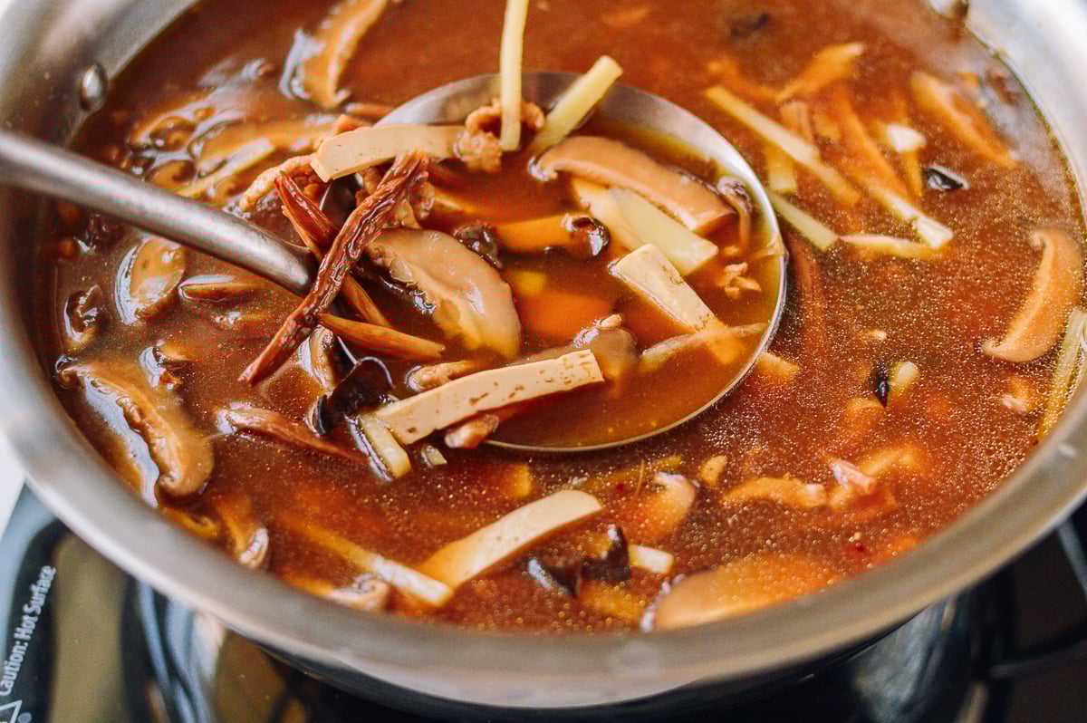 Making hot and sour soup, thewoksoflife.com