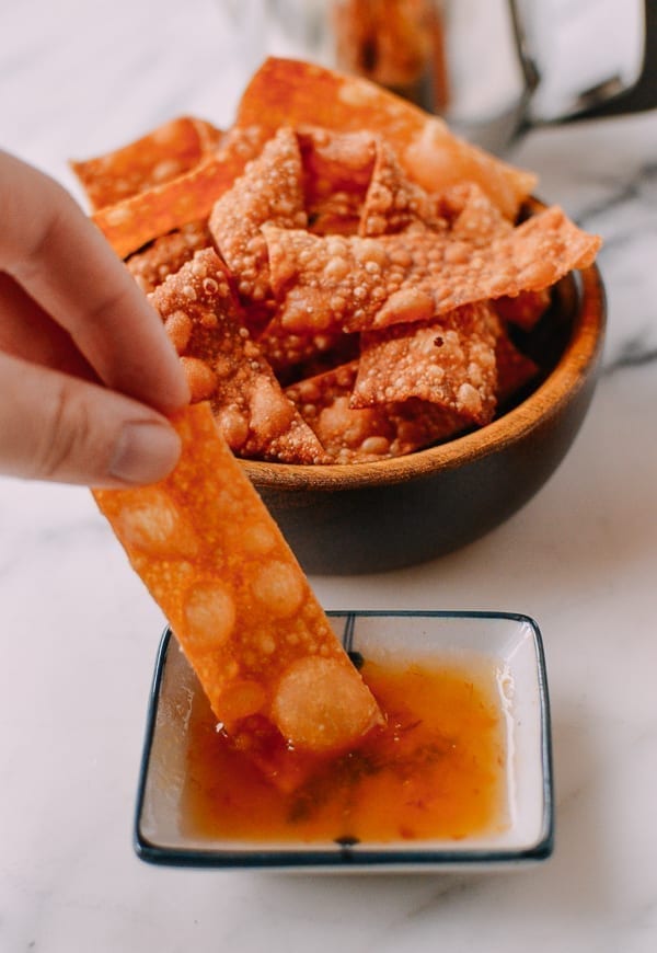 Duck Sauce with Crispy Wonton Strips, thewoksoflife.com