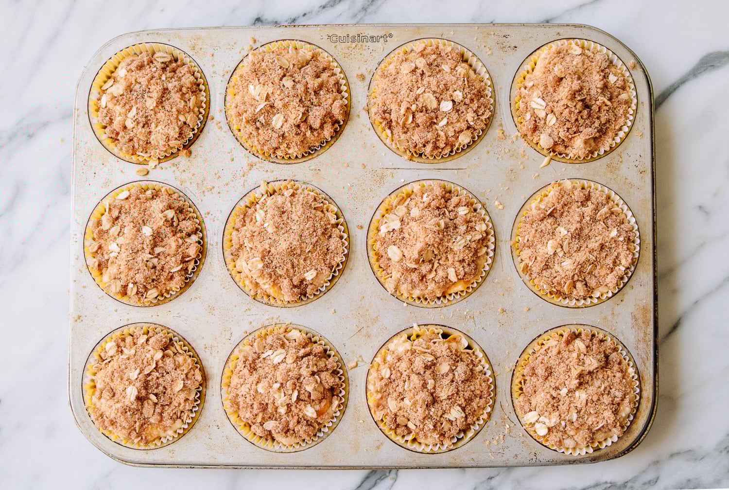 1 dozen mango muffins before baking, thewoksoflife.com