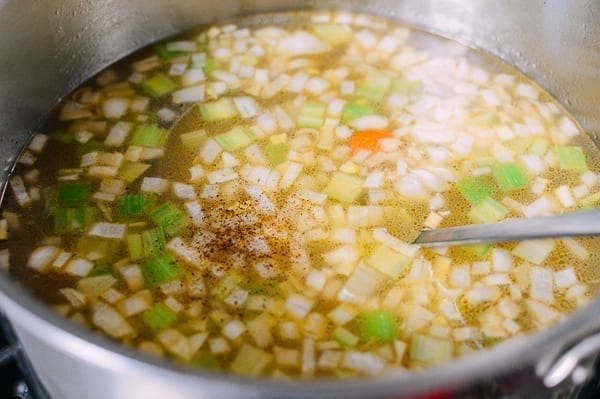 Chicken stock with vegetables, thewoksoflife.com