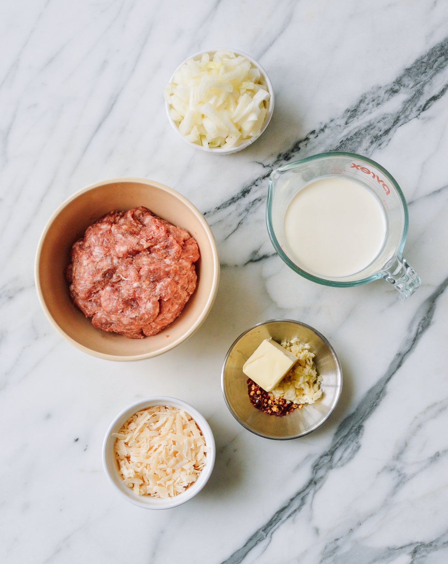 Penne Alla Vodka with Sausage Ingredients, thewoksoflife.com