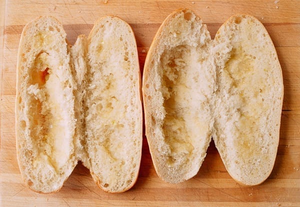 Italian rolls with inside bread removed, thewoksoflife.com