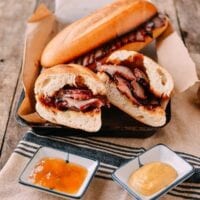 Chinese Roast Pork on Garlic Bread, thewoksoflife.com