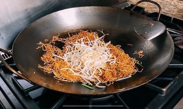 Adding Bean Sprouts to Fried Noodles, thewoksoflife.com