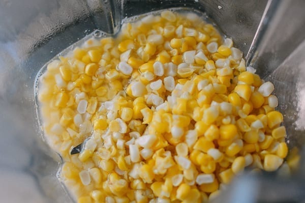 Corn, water, and sugar in blender, thewoksoflife.com