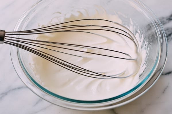 Whipped cream before soft peak stage, thewoksoflife.com