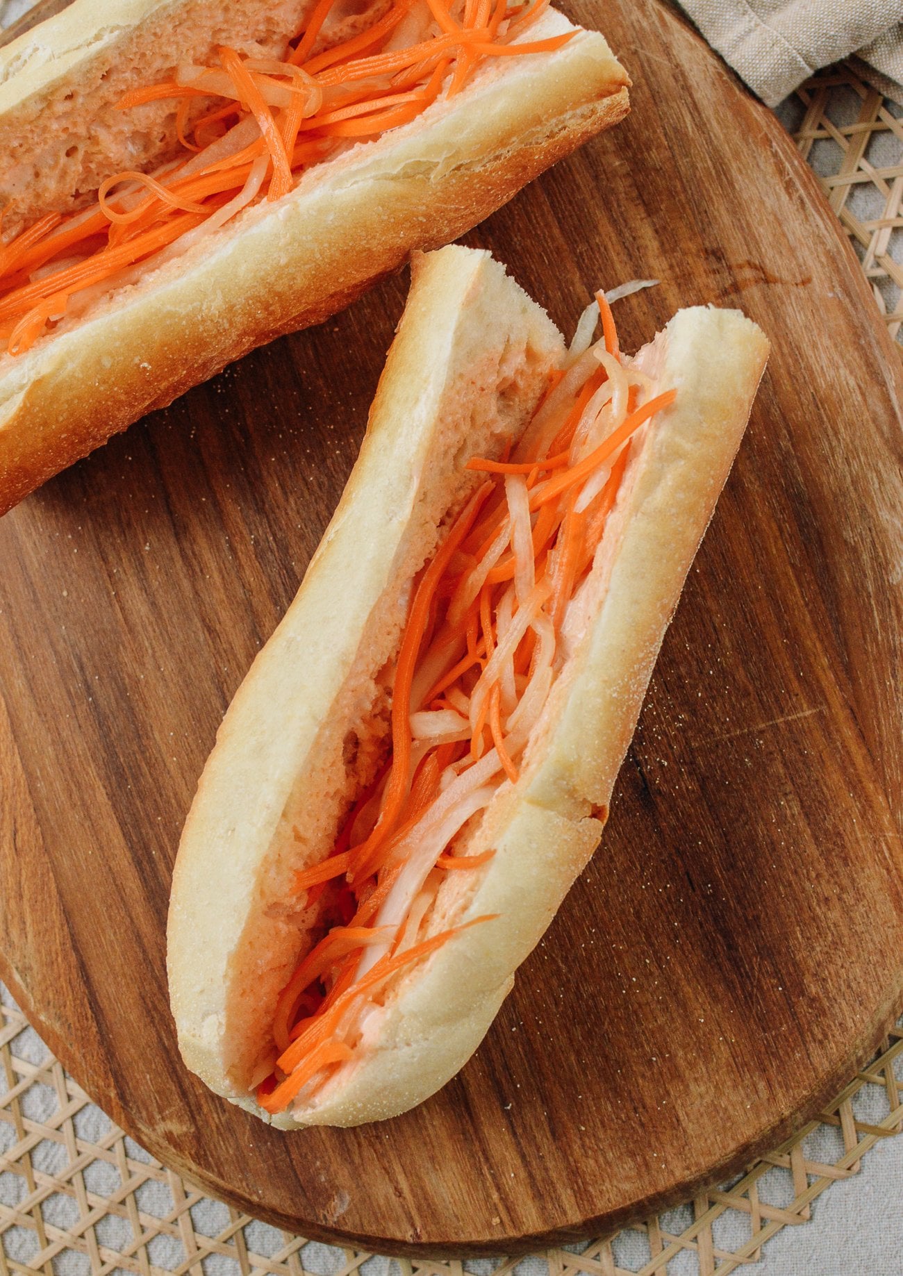 Carrot Daikon Salad on Vietnamese Baguette