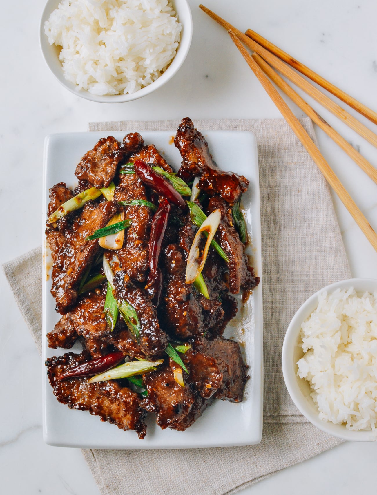 mongolian beef on a plate