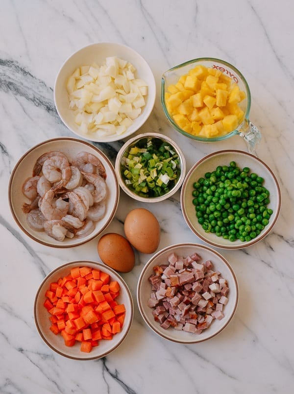 Pineapple fried rice ingredients, thewoksoflife.com